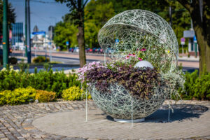 big-sphare-decoration-with-flowers-in-city-sosnowiec