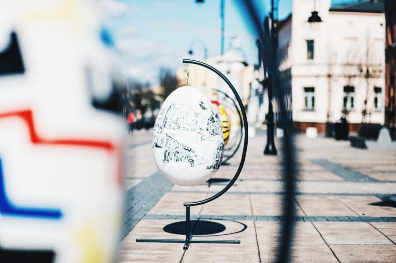 Easter Egg painted by local artists in the city square